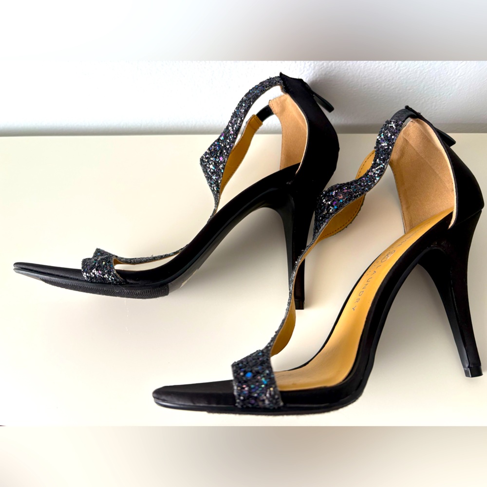 Chinese Laundry Black Metallic Glitter Heels Size 8M. Party/Date/Wedding/Casual.